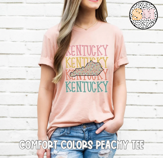 Kentuckyx4 Pastel Floral Outline State