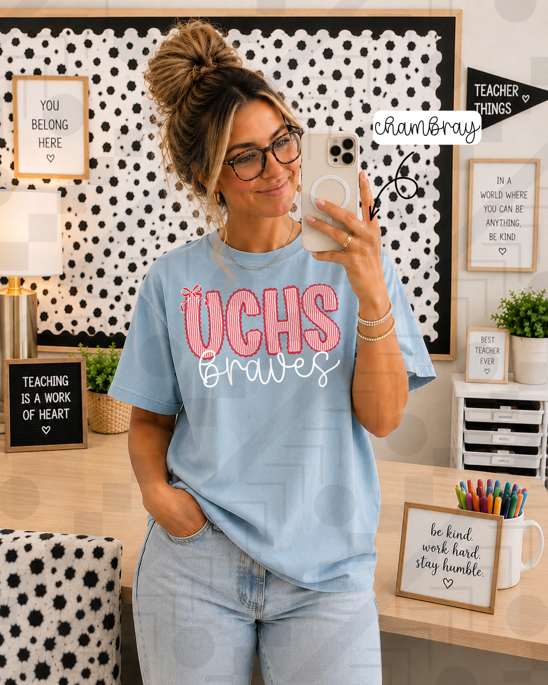 Scalloped Seersucker Varsity Schools (Tee, Sweatshirt, or Long-Sleeve)