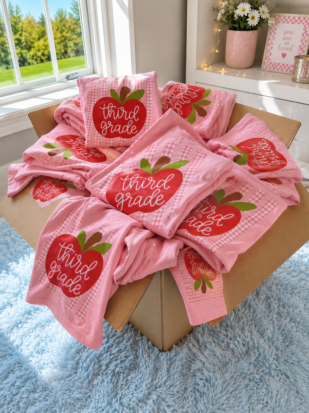 Pink Gingham Apple Grades (Tee, Sweatshirt, or Long-Sleeve)