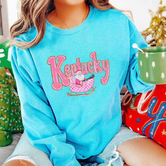 Kentucky Pink Faux Glitter with Sleigh (Tee, Sweatshirt, or Long-Sleeve)