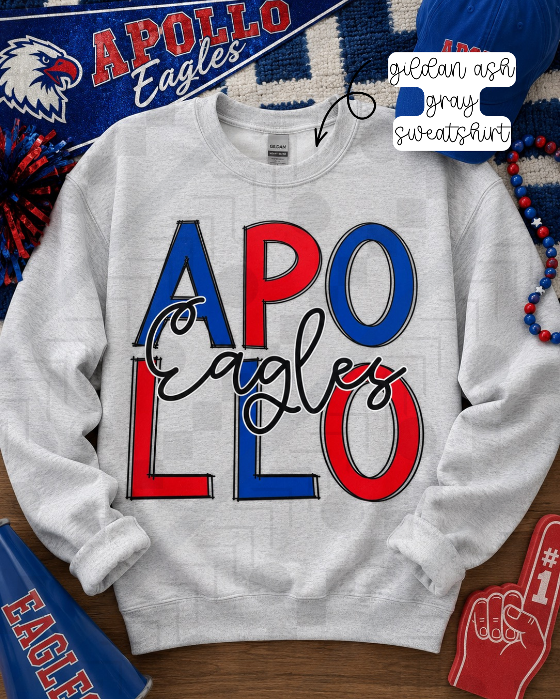 Apollo Stacked (Tee, Sweatshirt, or Long-Sleeve)