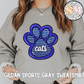 Gingham Cats Blue Paw