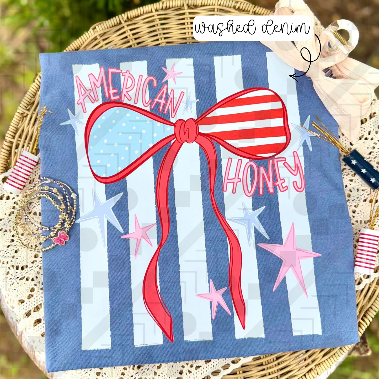 American Honey Bow & Stripes (Tee, Sweatshirt, or Long-Sleeves)