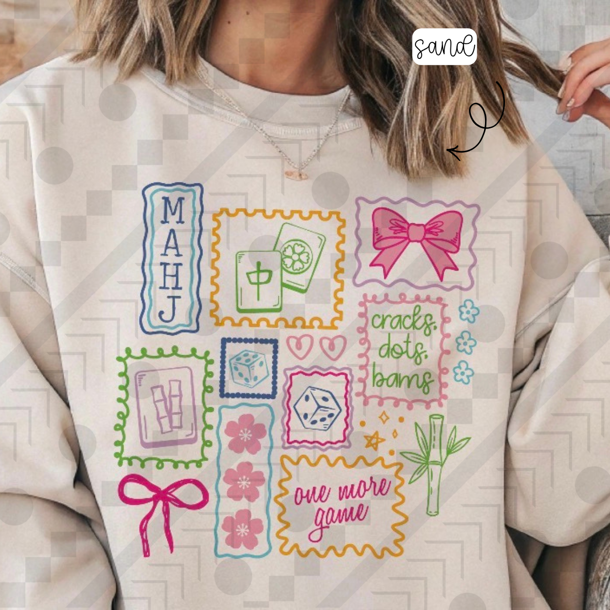 Mahjong: Bows and Collage (Tee, Sweatshirt, or Long-Sleeve)