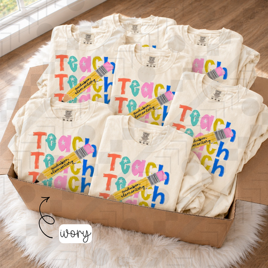 Teach School Name Pencil (Tee, Sweatshirt, or Long-Sleeve)