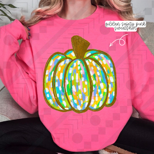 Neon Textured Dalmatian Pumpkin (Tee, Sweatshirt, or Long-Sleeve)
