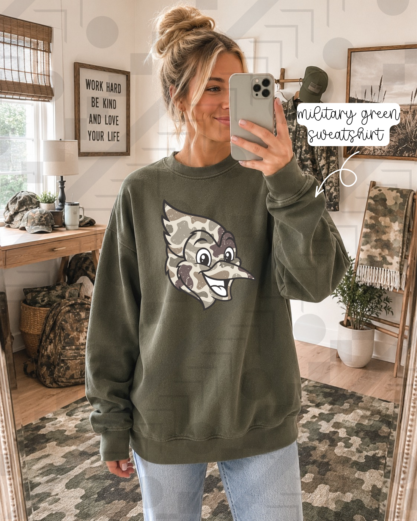 Duck Camo Happy Mascots (Tee, Sweatshirt, or Long-Sleeve)