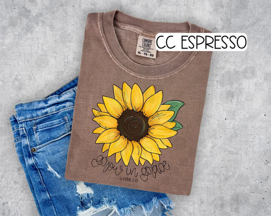 Grow in Grace Sunflower (Tee Sweatshirt, or Long-Sleeve)