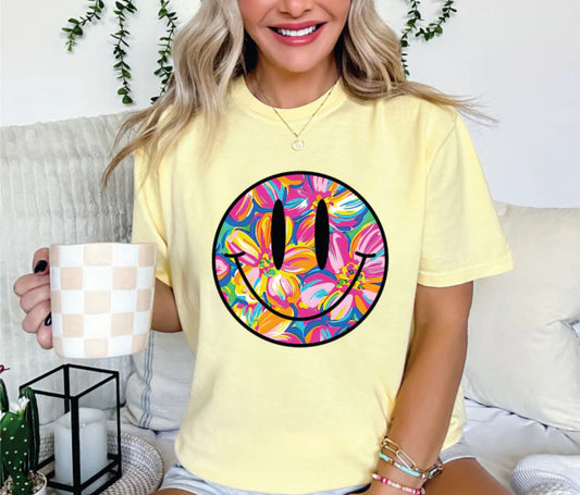 Multi-Colored Floral Smiley
