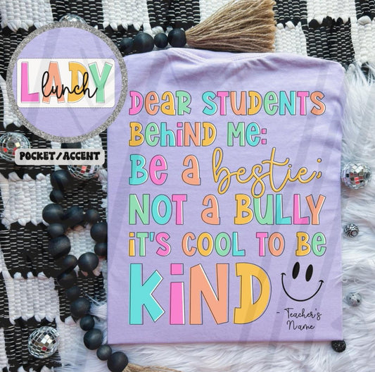 Lunch Lady Dear Student *LEAVE NAME NEEDED IN THE NOTES AT CHECKOUT*
