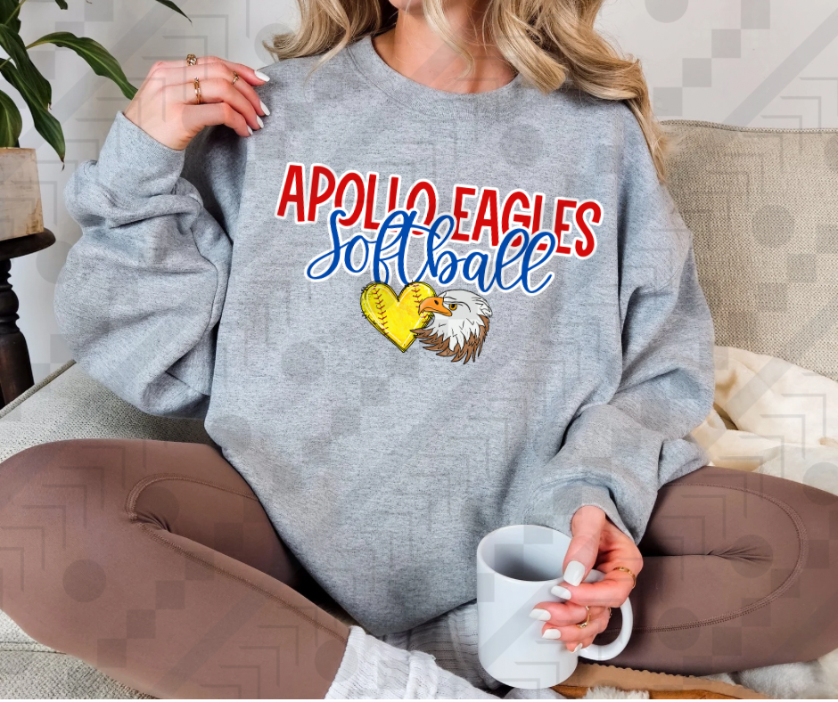 Apollo Eagles Softball Heart-Eagle