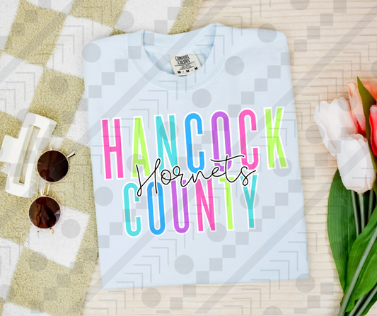 Hancock County Hornets Neon Spaced