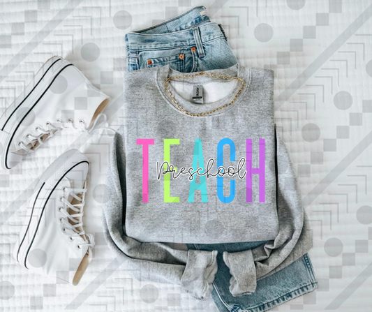 Teach Preschool Neon Spaced