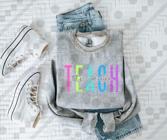 Teach Fifth Grade Neon Spaced