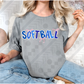 Softball Blue with Pink Bows