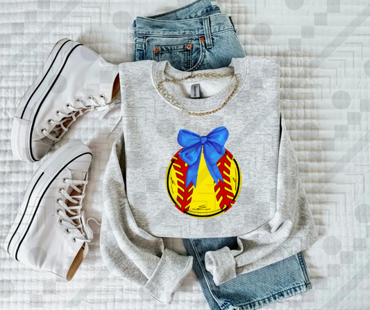 Softball Blue Bow