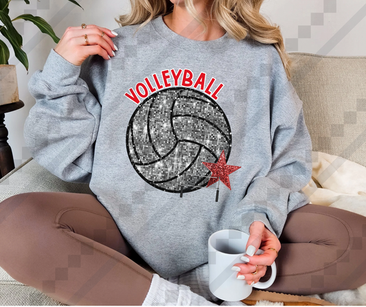 Glitter Volleyball Red Star