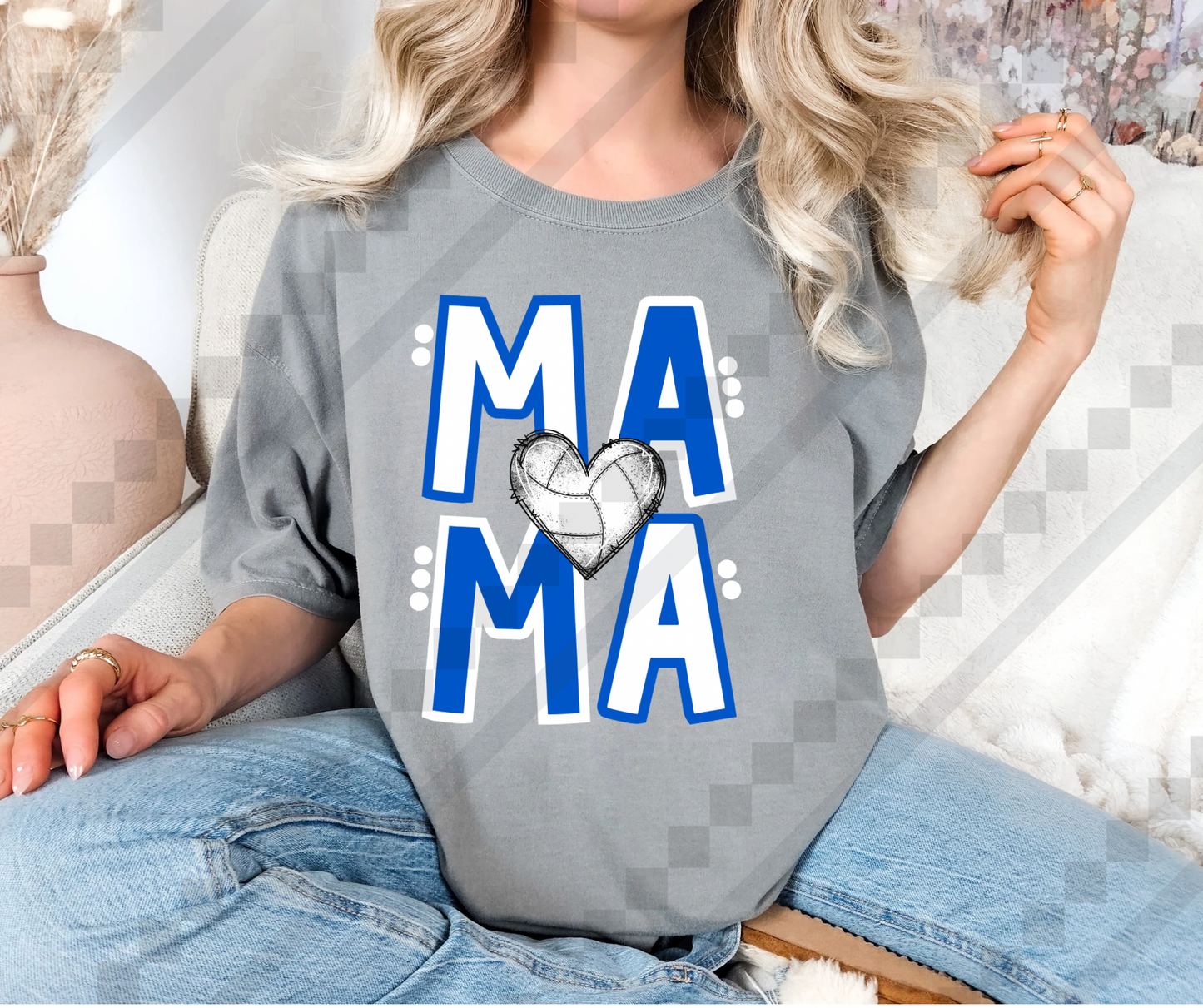 Blue Mama Stacked Volleyball Heart