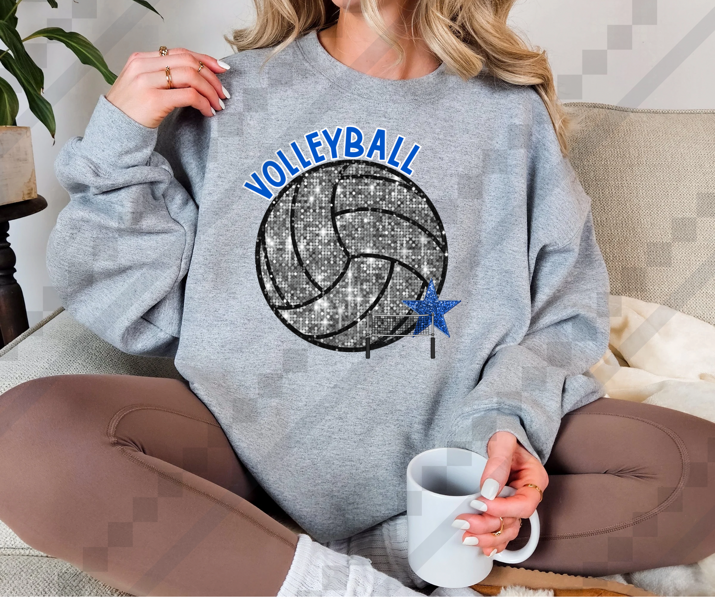 Blue Glitter Volleyball Star