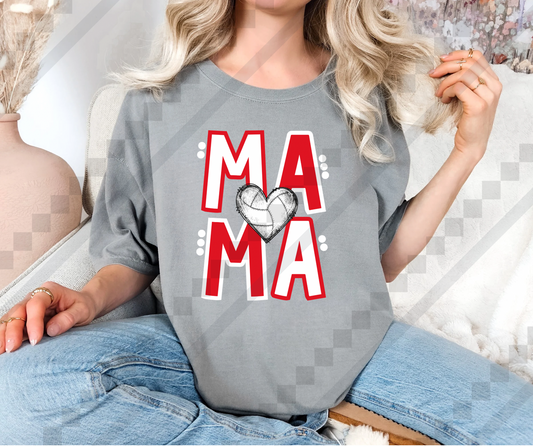 Red Mama Stacked Volleyball Heart