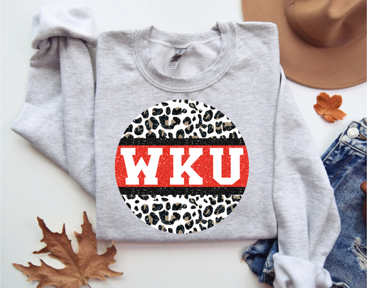WKU Faux Cheetah Glitter Circle