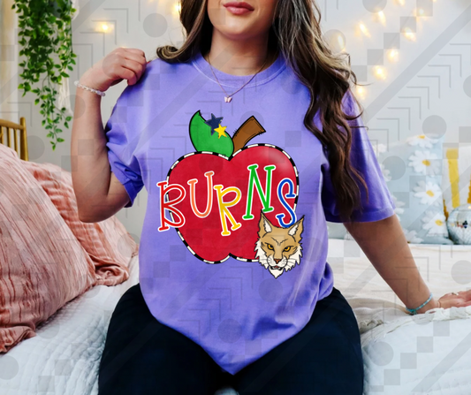 Burns Bobcats Striped Apple