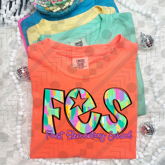 Foust Elementary Neon Brushstroke