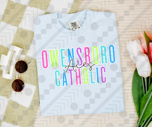 Owensboro Catholic Aces Neon Spaced