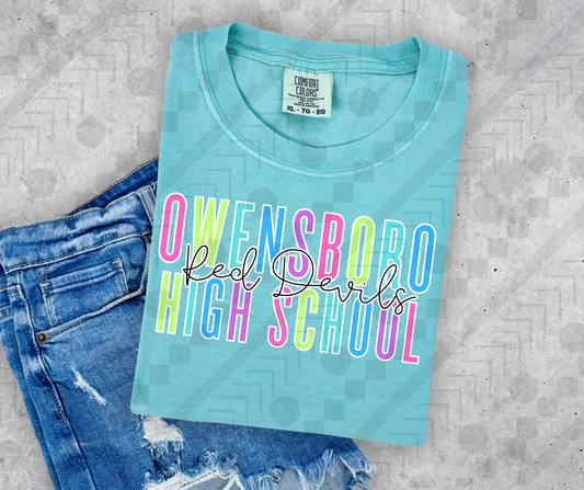 Owensboro High School Red Devils Neon Spaced