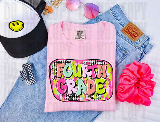 Fourth Grade Diamond Gingham (Pink)