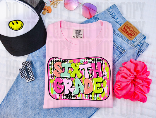 Sixth Grade Diamond Gingham (Pink)